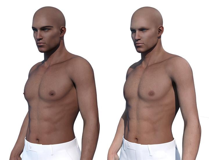 Before and after comparison of the angel.