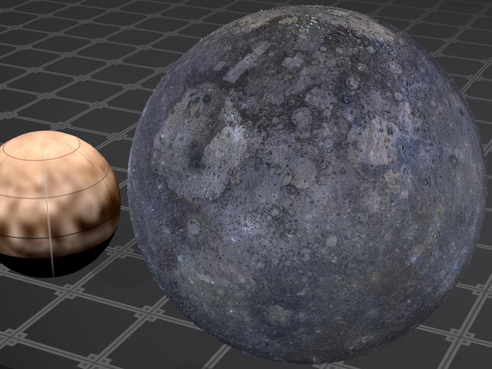Pluto left and Mercury right, Maps from NASA APL