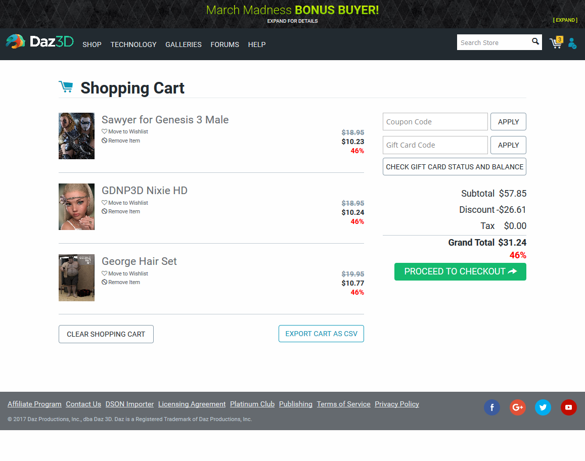 Screenshot of cart with 50% discount not being applied