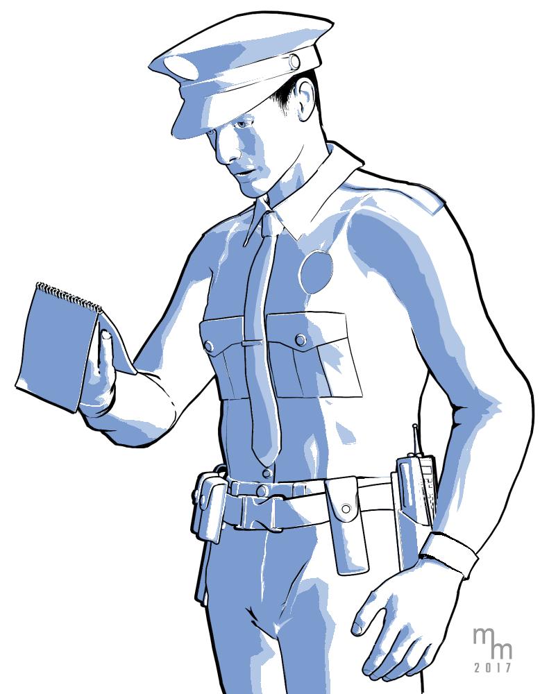 Cop taking notes