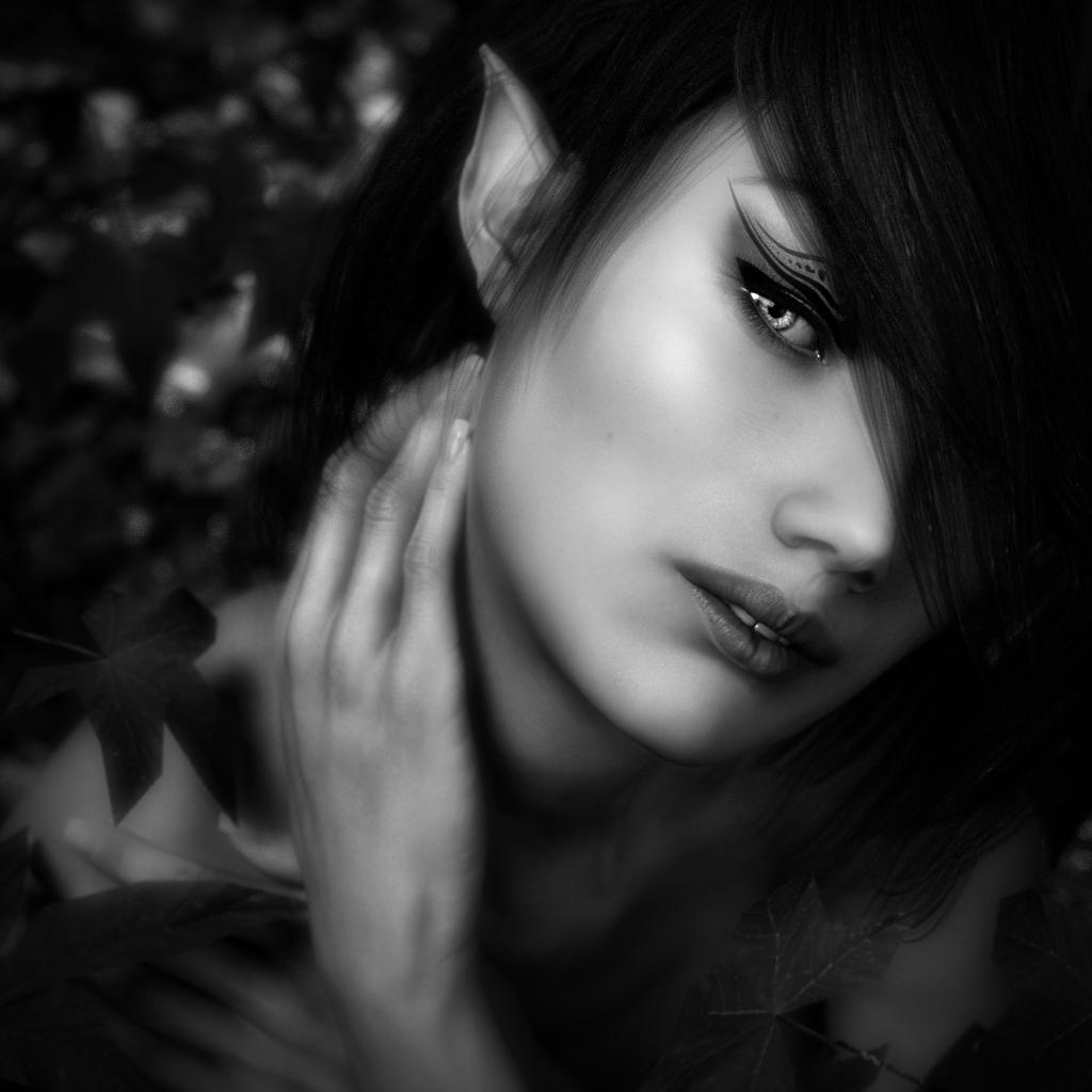 Black and White portrait of Woodland Elf