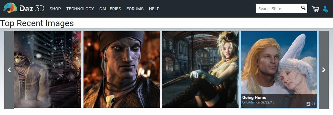 Screenshot of the Galleries banner from Oct 02, 2015