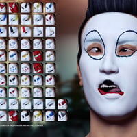 Extreme Closeup: Kabuki Inspired Face Paints for Genesis 3 Male(s) | Daz 3D