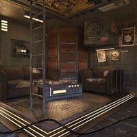 sci fi production design living room