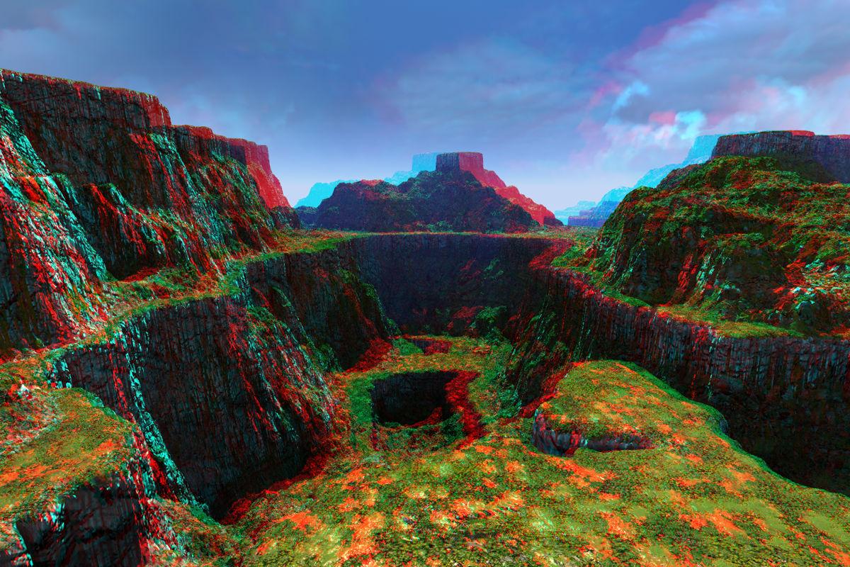 Cave-in anaglyph