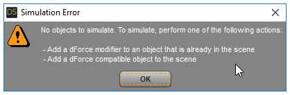 The Dreaded "No objects to simulate" Error Message