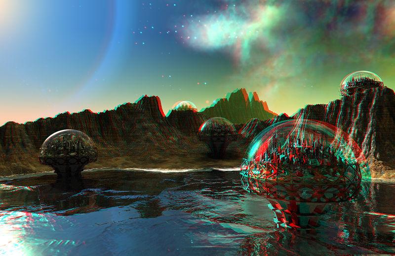 Bubble City Anaglyph