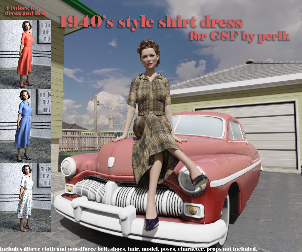 Free 1940's style shirt dress for Genesis 8 Females - Daz 3D Forums