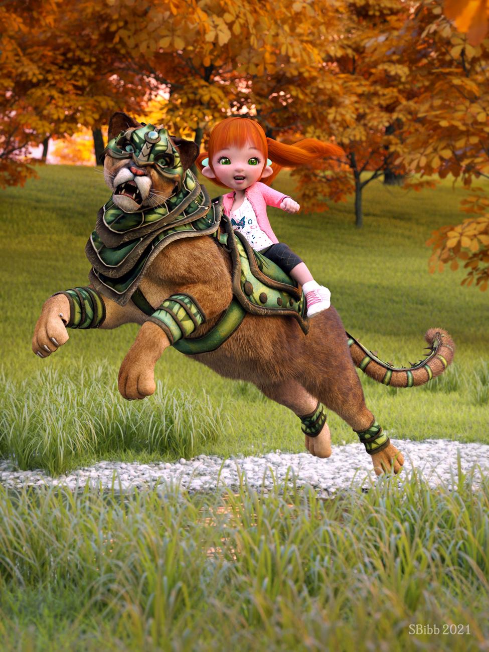 Child Riding a Battle "Kitten"