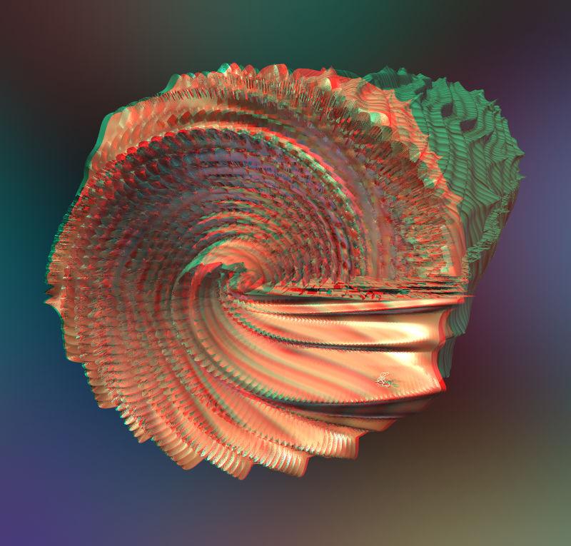 Scaly Ammonite Anaglyph