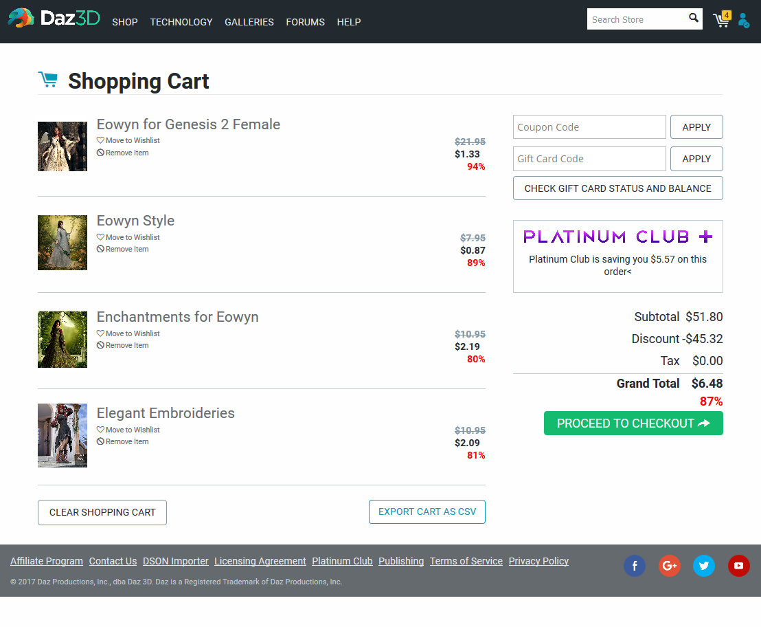 Shopping Cart screenshot, May 8, 2017