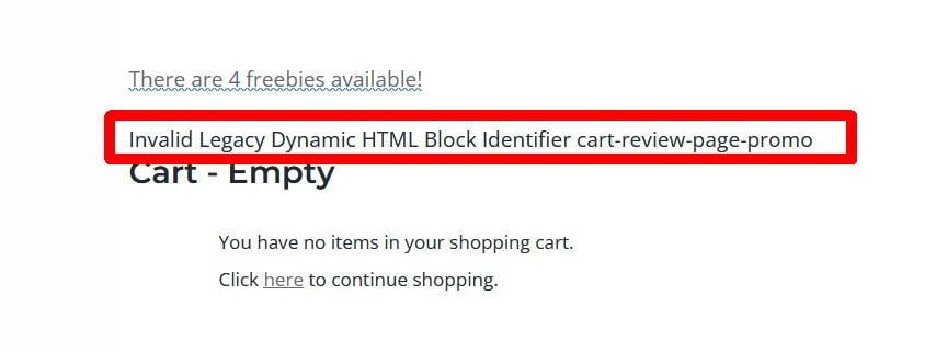 cart empty error
