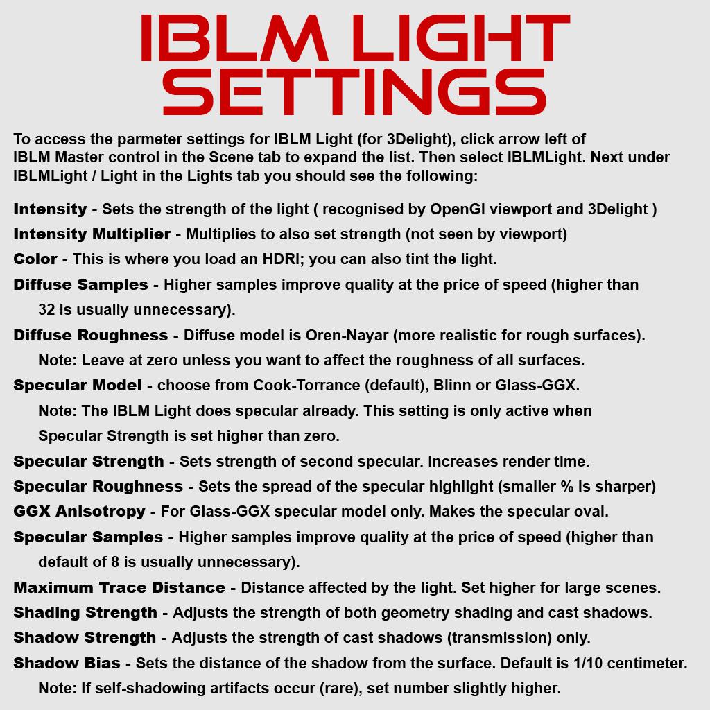IBLMLight: Light Settings