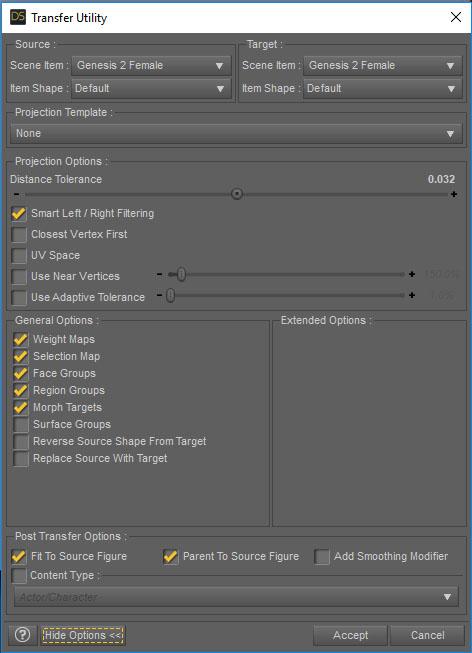 Parameters set in Transfer Utility