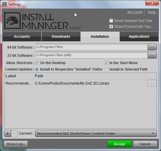 DIM Installation Settings screenshot