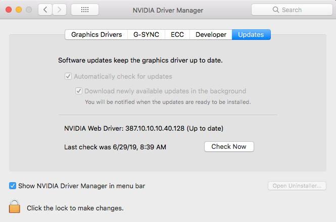 nvidia web driver 10.13.6