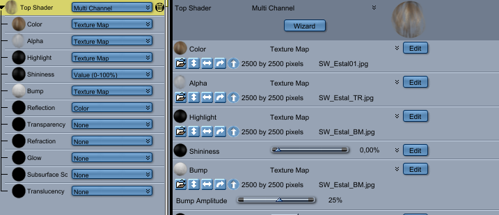 Shader settings to transmapped hair