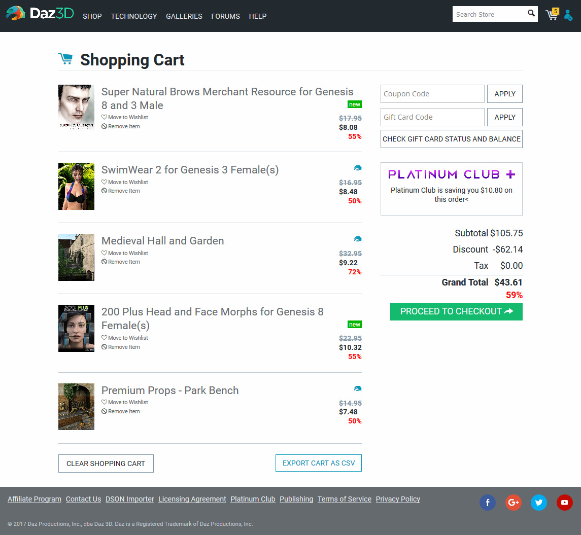Screenshot of Cart 2017-09-22