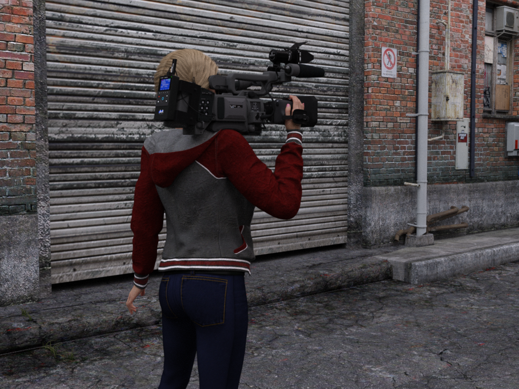 Person holding professional video camera