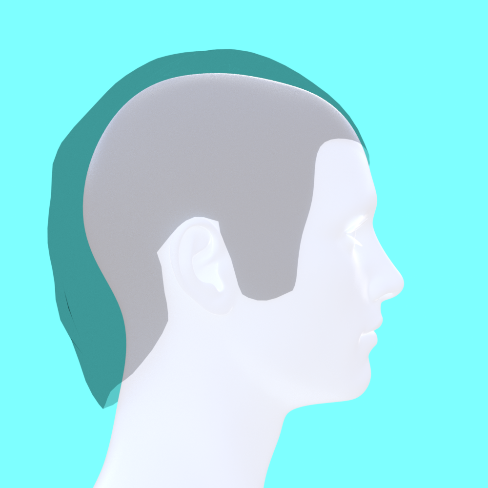 Simon Hair, Right Side, Cap Only, No Maps, 50% Opacity