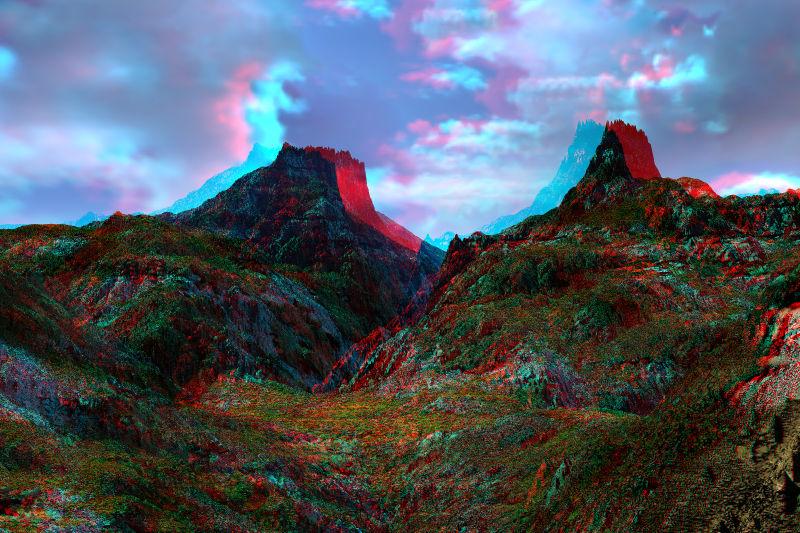 Peaks and Gorge Anaglyph