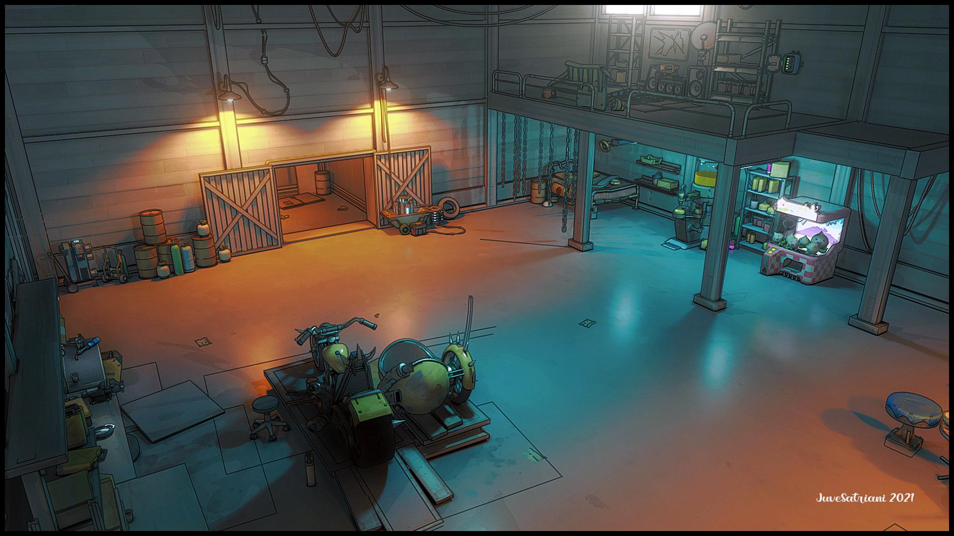 Overwatch Garage in Toon Style