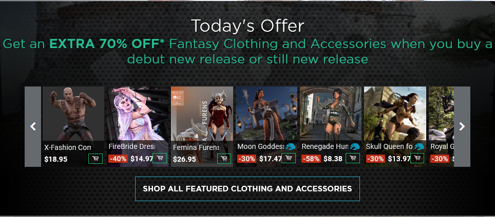 Sales promo for Featured Clothing and Accessories