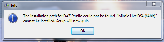 daz studio installation path not found